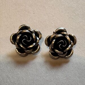 Sterling Silver Rose Clip -on Earrings